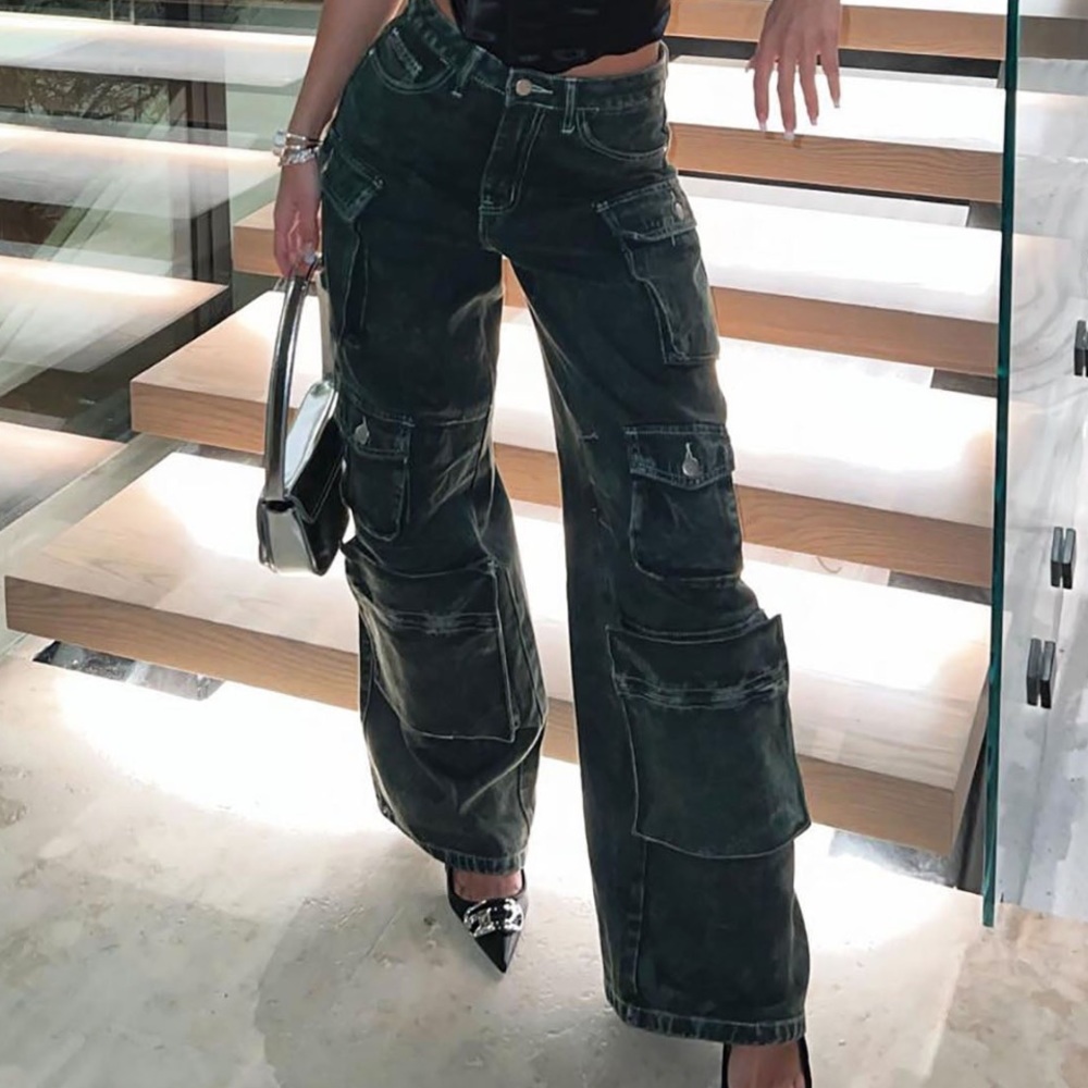 Fashion Nova High Rise Cargo Jeans